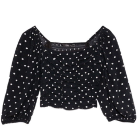 Zara DRAPED POLKA DOT TOP - Picture 3 of 3